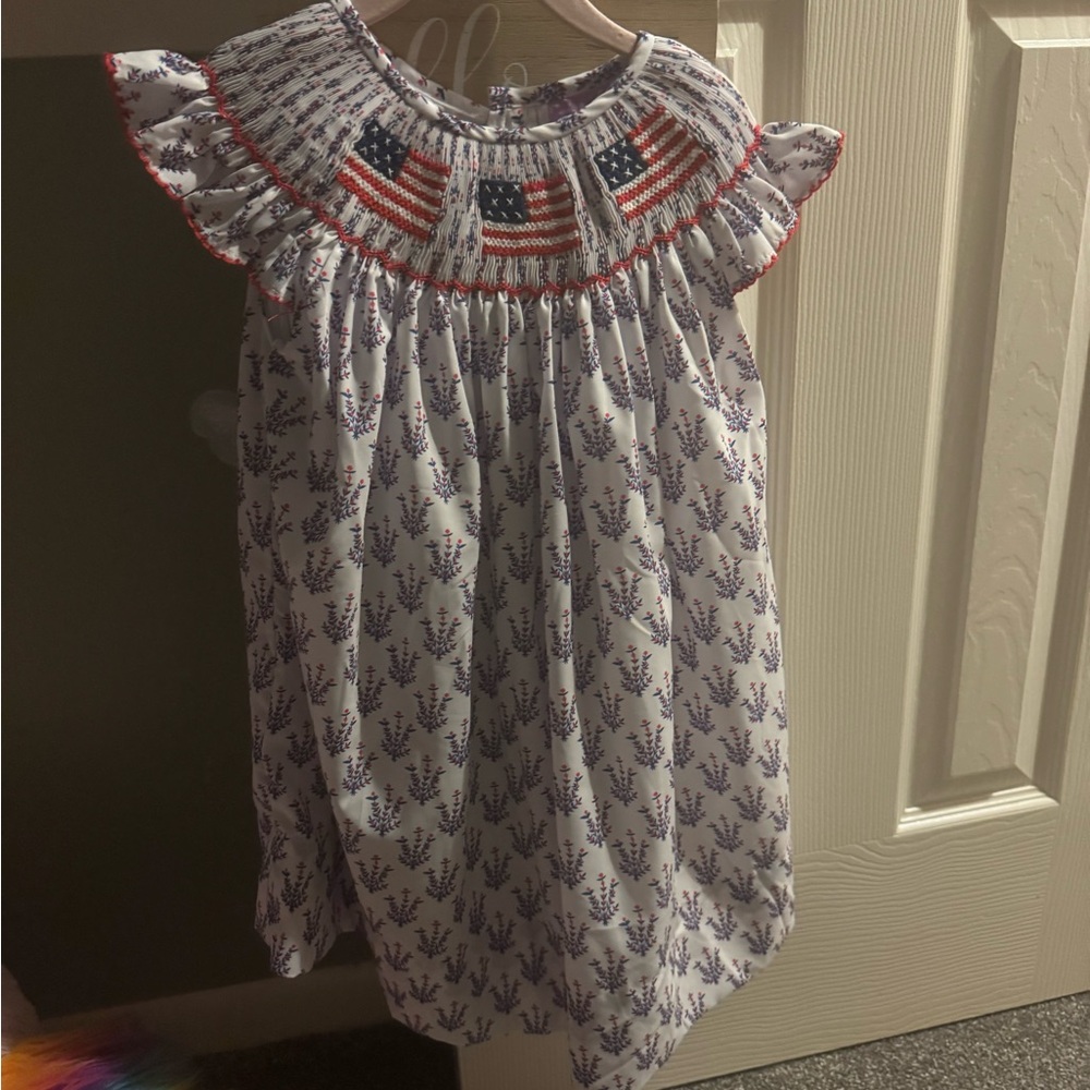 Patriotic Kids Dress with Flag Design